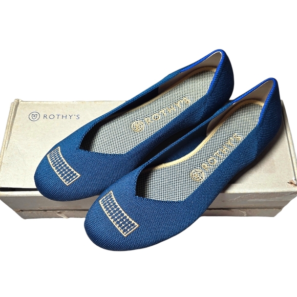 Rothy’s The Flat Polar Blue Knit Ballet Flats Sustainable Blue Size 9 NIB - Picture 2 of 12